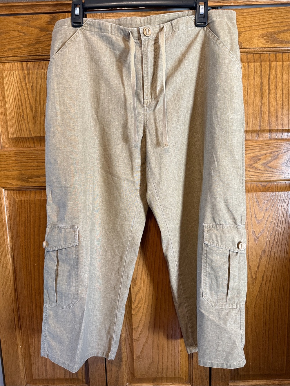 Gander Mtn Cargo Pants-Beige with Functional Drawstring-Size Medium